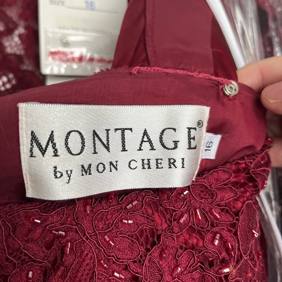 Mother of the Bride Dress Montage Collection by Mon Cheri Burgundy Size 16 P - Picture 12 of 12